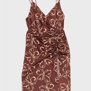 UO Brown Butterfly Slip Dress